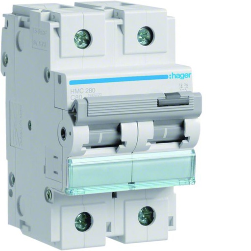 [HAG-HMC280] Disjoncteur 80A 2P 15kA Courbe C 3modules HMC280