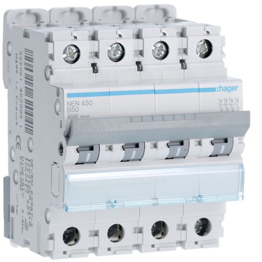 [HAG-NEN450] Disjoncteur 50A 4P 6-10kA Courbe B 4modules NEN450