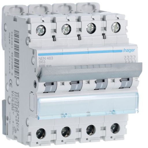 [HAG-NEN463] Disjoncteur 63A 4P 6-10kA Courbe B 4modules NEN463