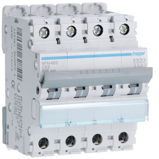 [HAG-NFN463] Disjoncteur 63A 4P 6-10kA Courbe C 4modules NFN463