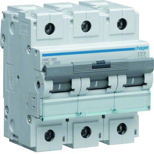 [HAG-HMC380] Disjoncteur 80A 3P 15kA Courbe C 4,5modules HMC380
