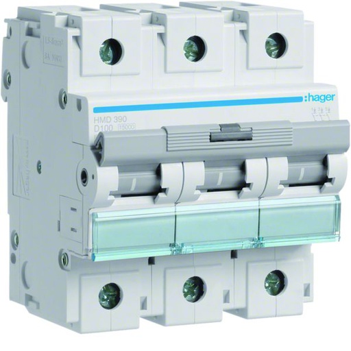 [HAG-HMD390] Disjoncteur 100A 3P 15kA Courbe D 4,5modules HMD390