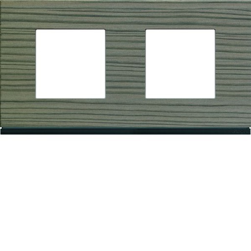 [HAG-WXP4812] Plaque de finition Gallery 2 postes Grey wood horizontale entraxe 71 mm WXP4812