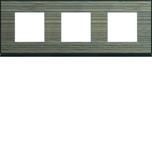 [HAG-WXP2413] Plaque de finition Gallery 3 postes horizontale Pecan entraxe 71 mm WXP2413