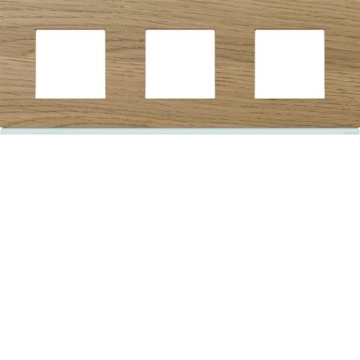 [HAG-WXP4713] Plaque de finition Gallery 3 postes horizontale ?Oak wood entraxe 71 mm WXP4713