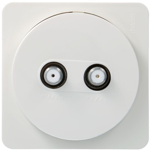 [HAG-WJC258B] ateha Prise TV double type F complet pour réseaux câblés WJC258B