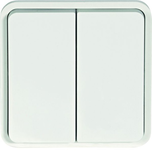 [HAG-WNA040B] Interrupteur va et vient double Cubyko étanche IP55 associable blanc WNA040B