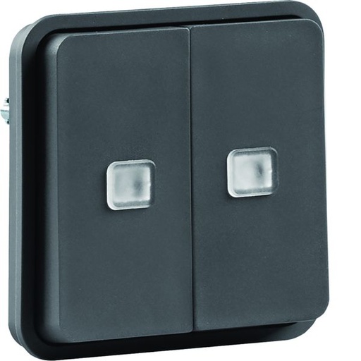 [HAG-WNA041] cubyko Double inter VV lumineux associable gris IP55 WNA041