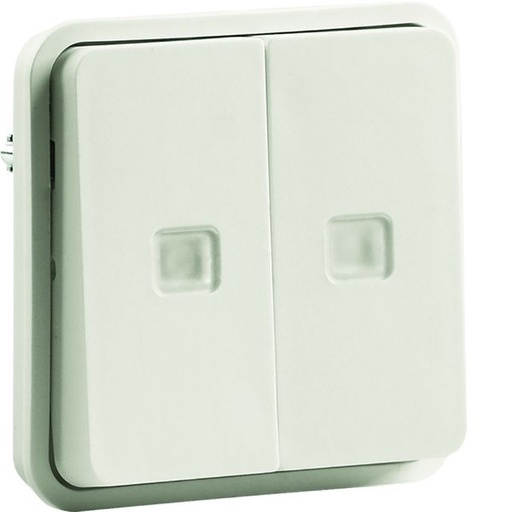 [HAG-WNA041B] cubyko Double inter VV lumineuxassociable blanc IP55 WNA041B