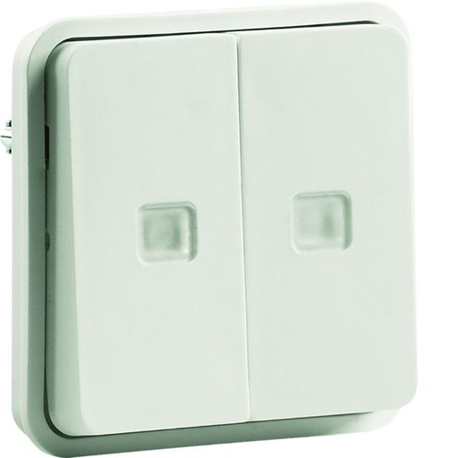[HAG-WNA045B] cubyko Double poussoir lumineux associable blanc IP55 WNA045B