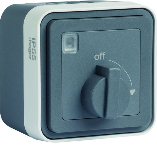 [HAG-WNC009] cubyko Minuterie bouton rotatif saillie gris IP55 WNC009