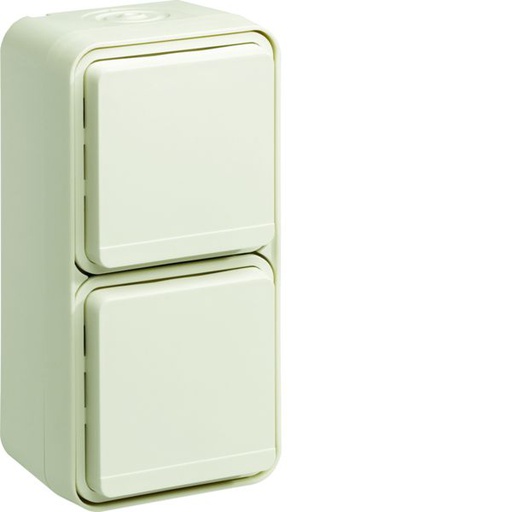 [HAG-WNC132B] cubyko Prise double verticale 2P+T saillie blanc IP55 WNC132B