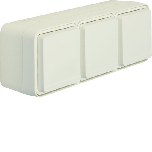 [HAG-WNC123B] cubyko Prise triple horizontale 2P+T saillie blanc IP55 WNC123B