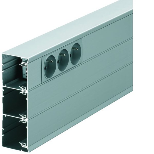 [HAG-GBA501611ALU] Socle goulotte d'installation queraz GBA 50x130 mm 3 compartiments Alu Anodisé GBA501611ALU