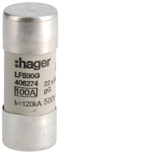 [HAG-LF590G] Cartouche Fusible cylindrique 22x58mm gG 100A 500V AC 120kA LF590G