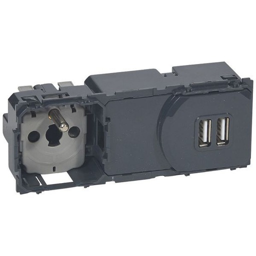 [LEG067106] Prise De Courant Et Chargeur Double Usb Type-A 2,4A Précâblé legrand 067106