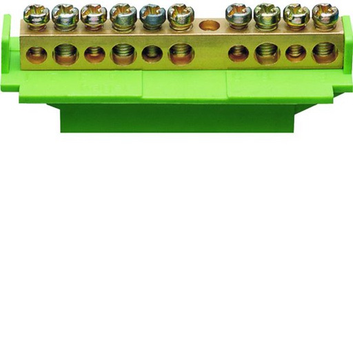 [HAG-KM10B] Borne en laiton, 5x10² 5x16², avec base de montage, Couleur: vert KM10B