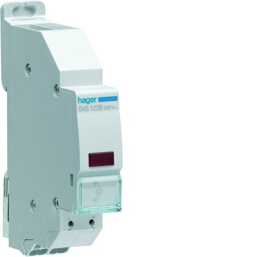 [HAG-SVS122B] Voyant LED 230VAC Rouge quickconnect passage de barre 1 module SVS122B