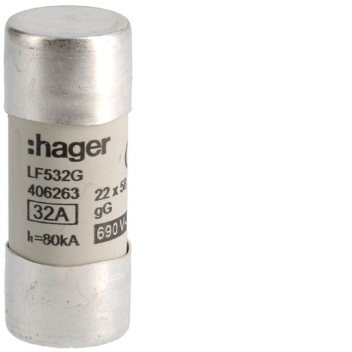 [HAG-LF532G] Cartouche Fusible cylindrique 22x58mm gG 32A 690V AC 80kA LF532G