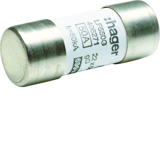 [HAG-LF550G] Cartouche Fusible cylindrique 22x58mm gG 50A 690V AC 80kA LF550G