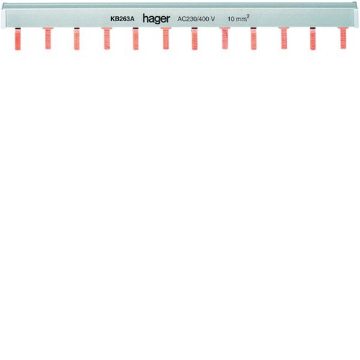 [HAG-KB263A] Barre de pontage 2P 63A à languette 10mm² 6modules KB263A