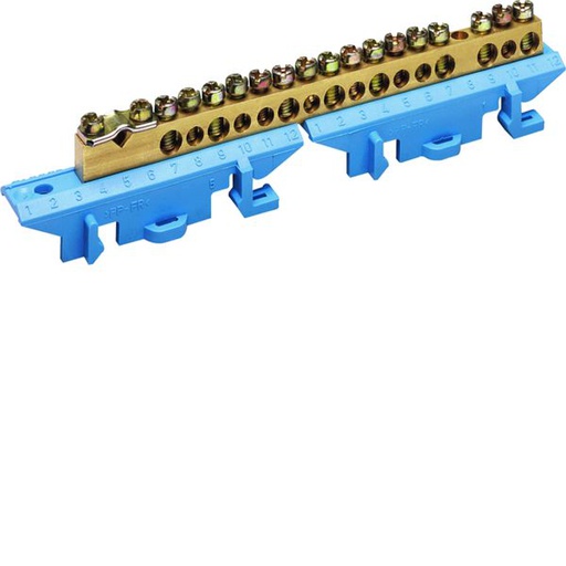 [HAG-KM17N] Borne en laiton, 1x25² 8x10² 8x16², avec base de montage, Couleur: bleu KM17N