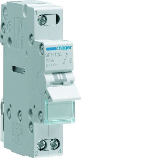 [HAG-SFH125] Inverseur sans point zéro commun amont 25A 1P 230 - 230VAC 1 module SFH125