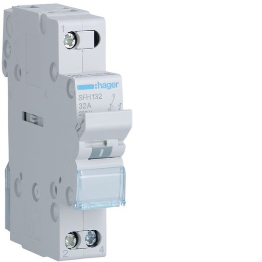 [HAG-SFH132] Inverseur sans point zéro commun amont 32A 1P 230 - 230VAC 1 module SFH132