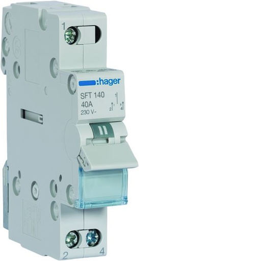 [HAG-SFT140] Inverseur avec point zéro 40A 1P 230 - 230VAC 1 module SFT140