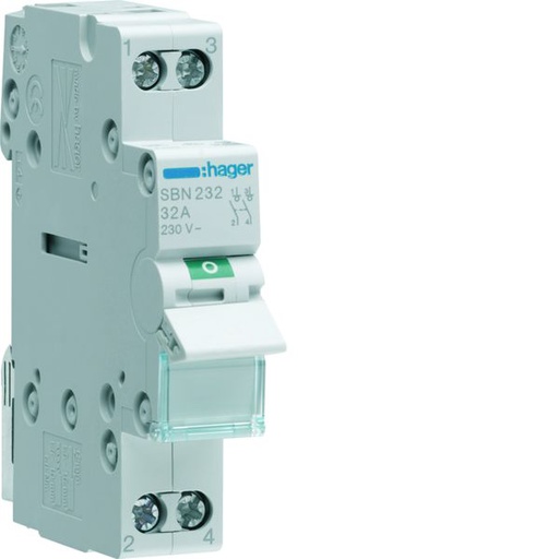 [HAG-SBN232] Interrupteur sectionneur 32A 2P 1 modules SBN232