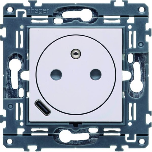 [HAG-WXF114B] Prise de courant affleurante Gallery 2P+T avec USB-C Pure WXF114B