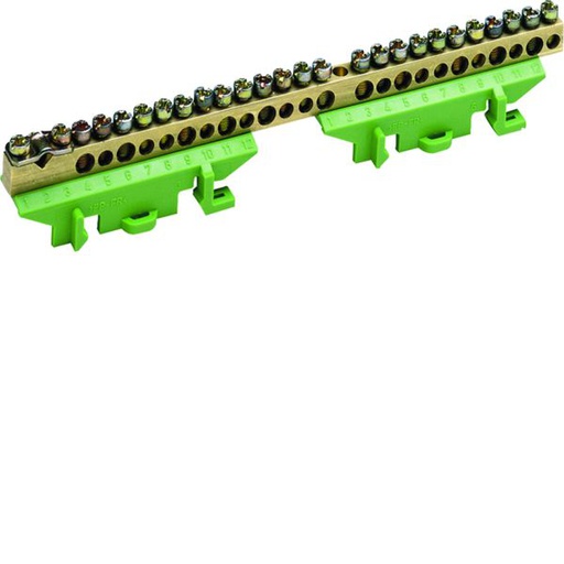 [HAG-KM25E] Borne en laiton, 1x25² 13x10² 11x16², avec base de montage, Couleur: vert KM25E