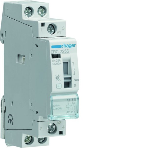[HAG-ERC225S] Contacteur Silencieux à commande manuelle 25A, 2F, 230V 1 module ERC225S
