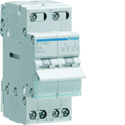 [HAG-SFT232] Inverseur avec point zéro 32A 2P 230 - 230VAC 2 modules SFT232
