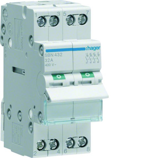 [HAG-SBN432] Interrupteur sectionneur 32A 4P 2 modules SBN432