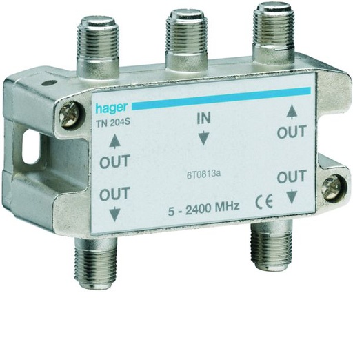 [HAG-TN204S] Répartiteur TV hertzien/satellite 4 sorties COAX 5-2400MHz TN204S
