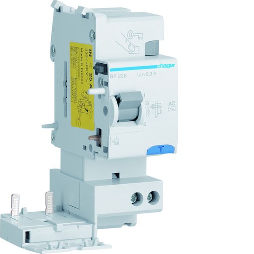 [HAG-BF228] Bloc différentiel 25A 30mA 2P type AC 50/60Hz à bornes alignées BF228