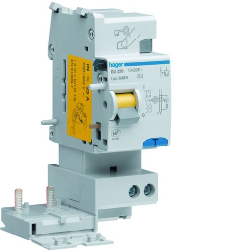 [HAG-BD226] Bloc différentiel 25A 30mA 2P type AC à bornes alignées BD226