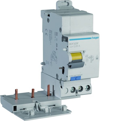 [HAG-BDF325F] Bloc différentiel 25A 30mA 3P type F à bornes décalées BDF325F