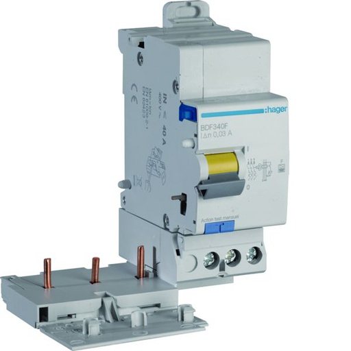 [HAG-BDF340F] Bloc différentiel 40A 30mA 3P type F à bornes décalées BDF340F