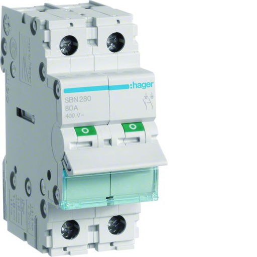 [HAG-SBN280] Interrupteur sectionneur 80A 2P 2 modules SBN280