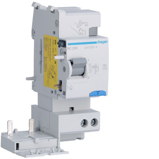[HAG-BC226] Bloc différentiel 25A 10mA 2P type AC à bornes alignées BC226