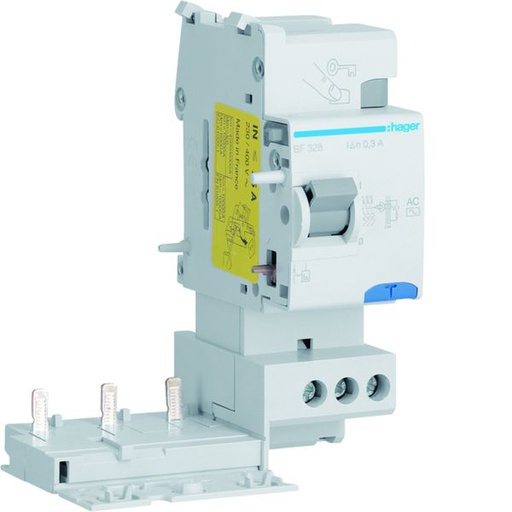 [HAG-BF328] Bloc différentiel 25A 30mA 3P type AC 50/60Hz à bornes alignées BF328