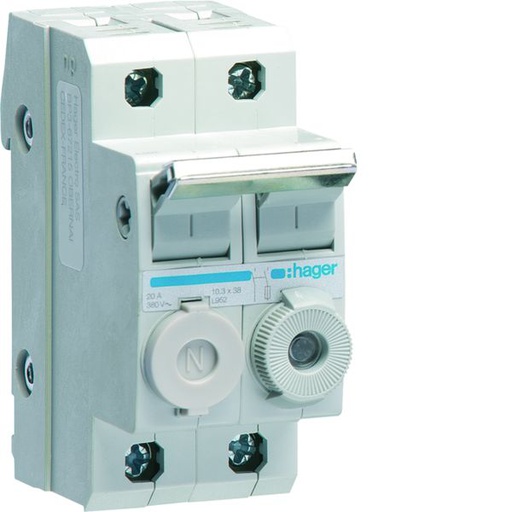 [HAG-L95200] Porte-fusible combiné 1P+N 20A 380V L38 2M avec cartouche L95200