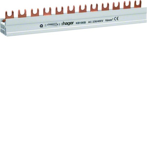 [HAG-KB190B] Barre de pontage 1P 100A à languette 20mm² 57modules KB190B