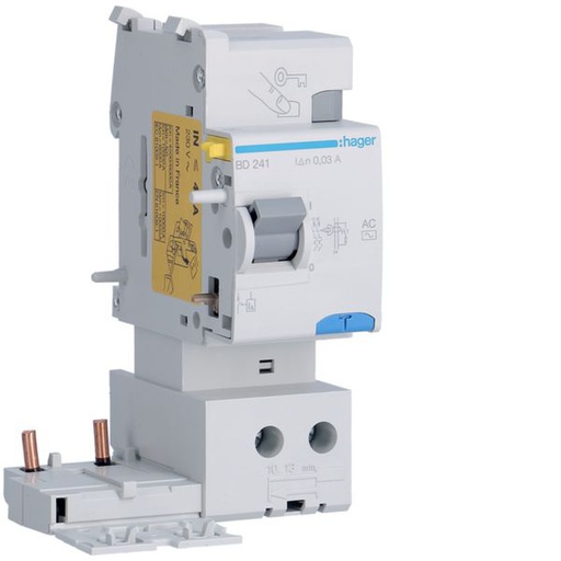 [HAG-BD241] Bloc différentiel 40A 30mA 2P type AC à bornes alignées BD241