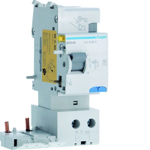 [HAG-BD246] Bloc différentiel 40A 30mA 2P type AC 60Hz à bornes alignées BD246
