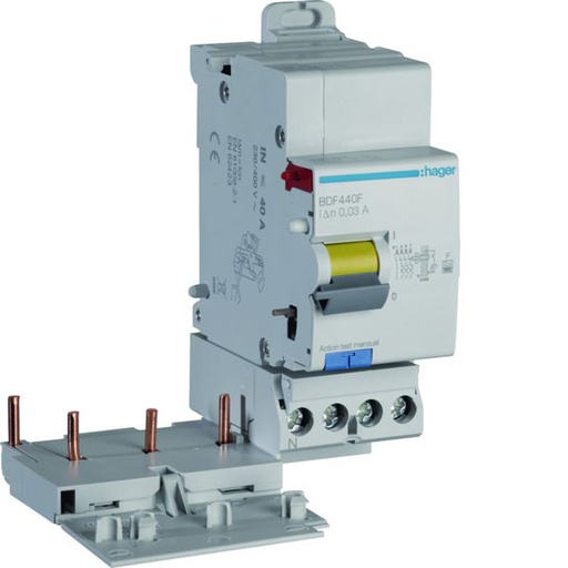 [HAG-BDF440F] Bloc différentiel 40A 30mA 3P+N type F à bornes décalées BDF440F