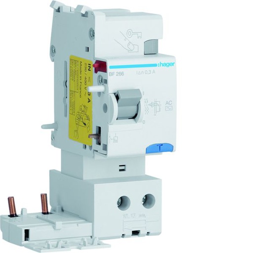 [HAG-BF266] Bloc différentiel 63A 30mA 2P type AC 50/60Hz à bornes alignées BF266