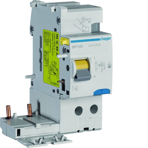 [HAG-BFF240] Bloc différentiel 40A 300mA 2P type F à bornes alignées BFF240